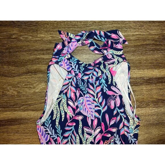 Lilly Pulitzer Wyota Jumpsuit Oyster Bay Navy Size Small Halter Neck Coastal - Picture 4 of 12